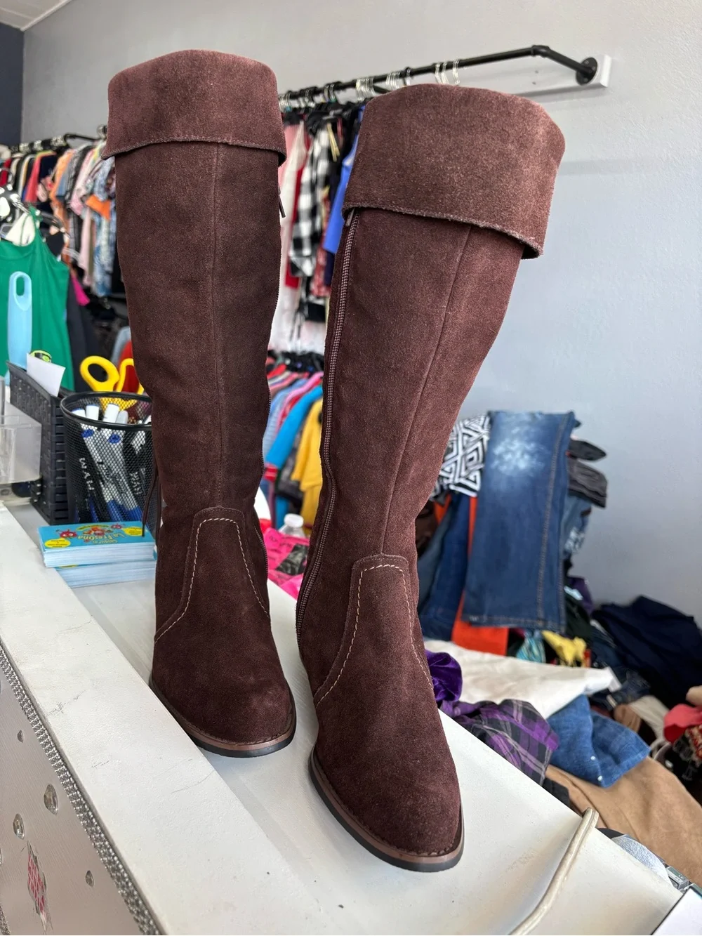 Nine West Dark Brown Suede Over-The-Knee Boots